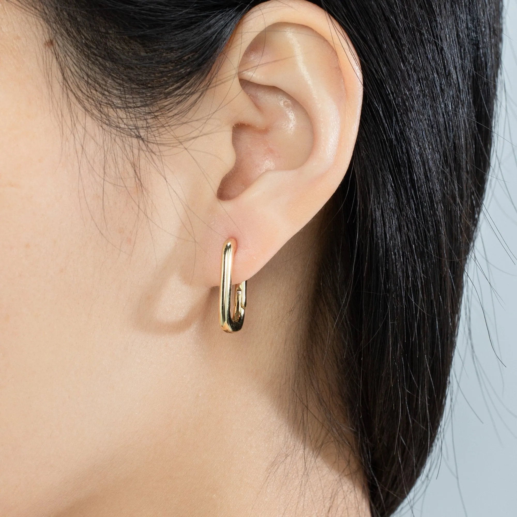 Classic Gold Link U Hoop Earrings