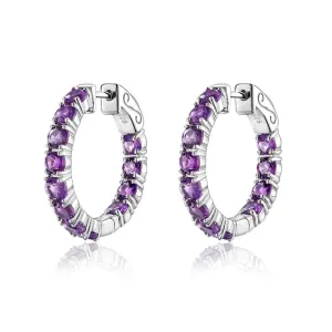 Classic Natural Gemstone Hoop Earrings