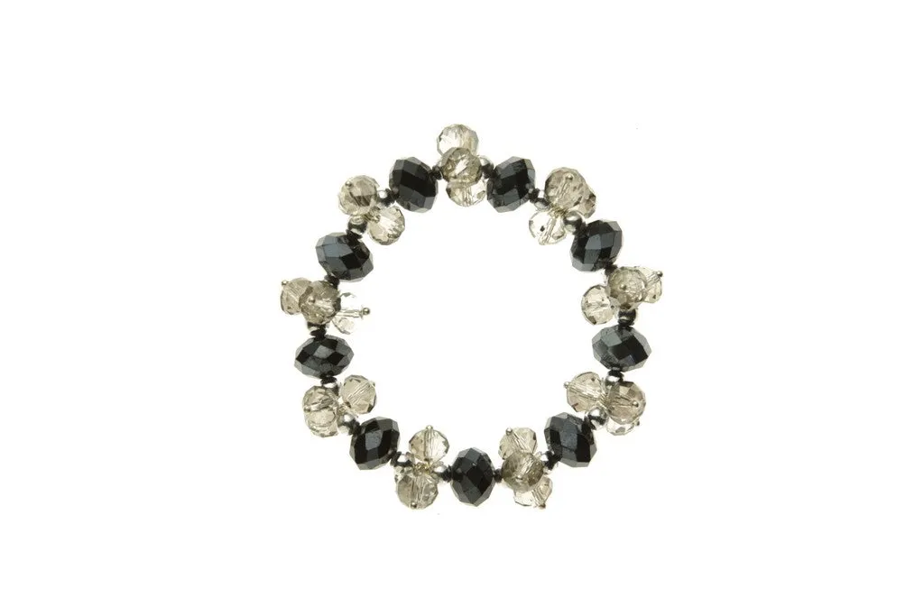 Clear & Black Metallic Crystal Bracelet