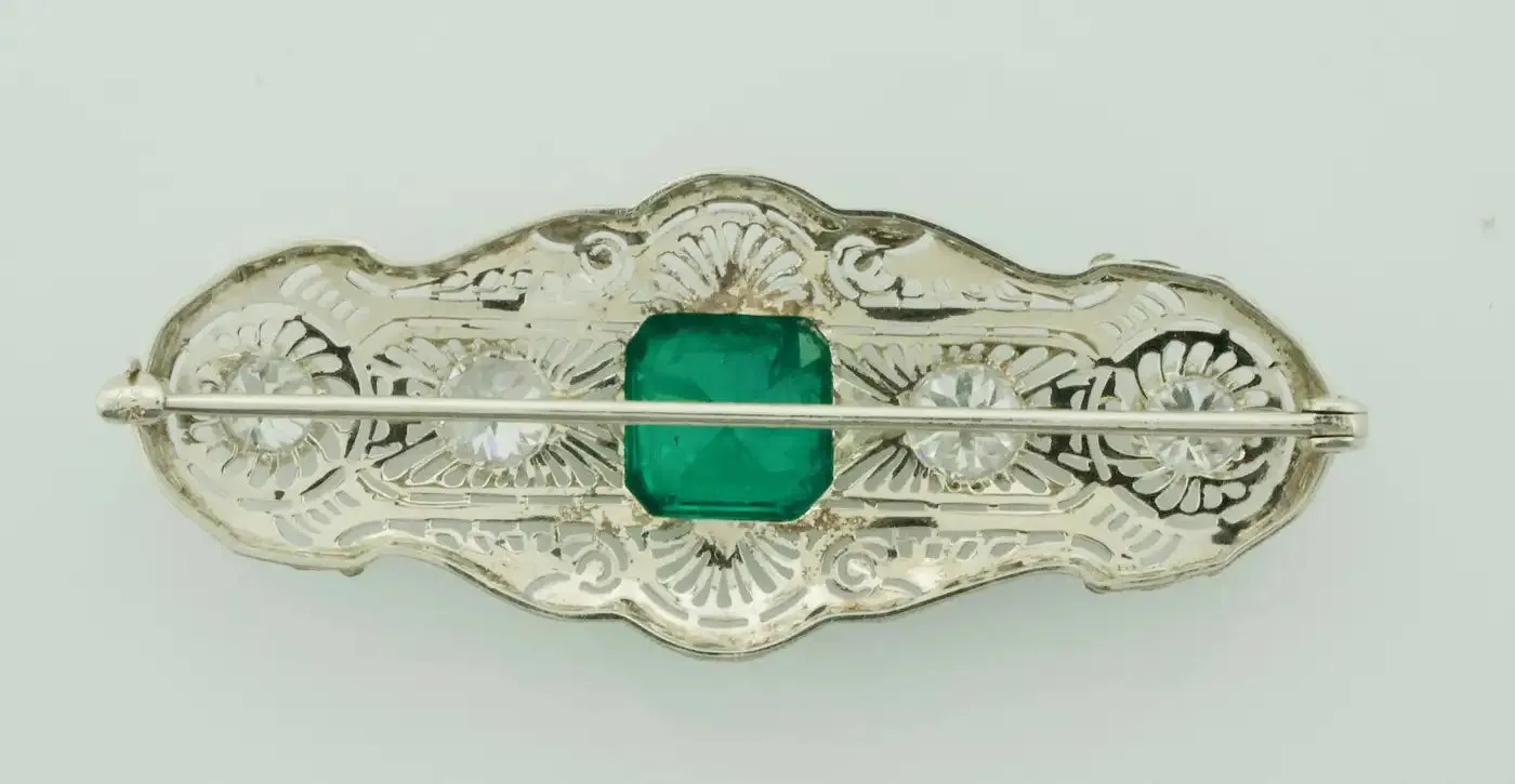 Colombian Emerald and Diamond Necklace / Brooch circa 1920s GIA Certified