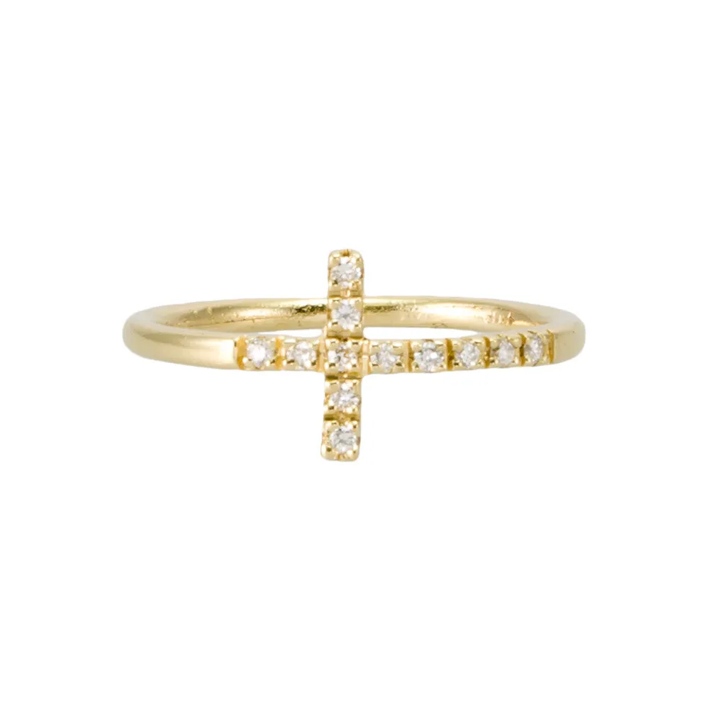 Cross Ring - Sideways with Diamonds