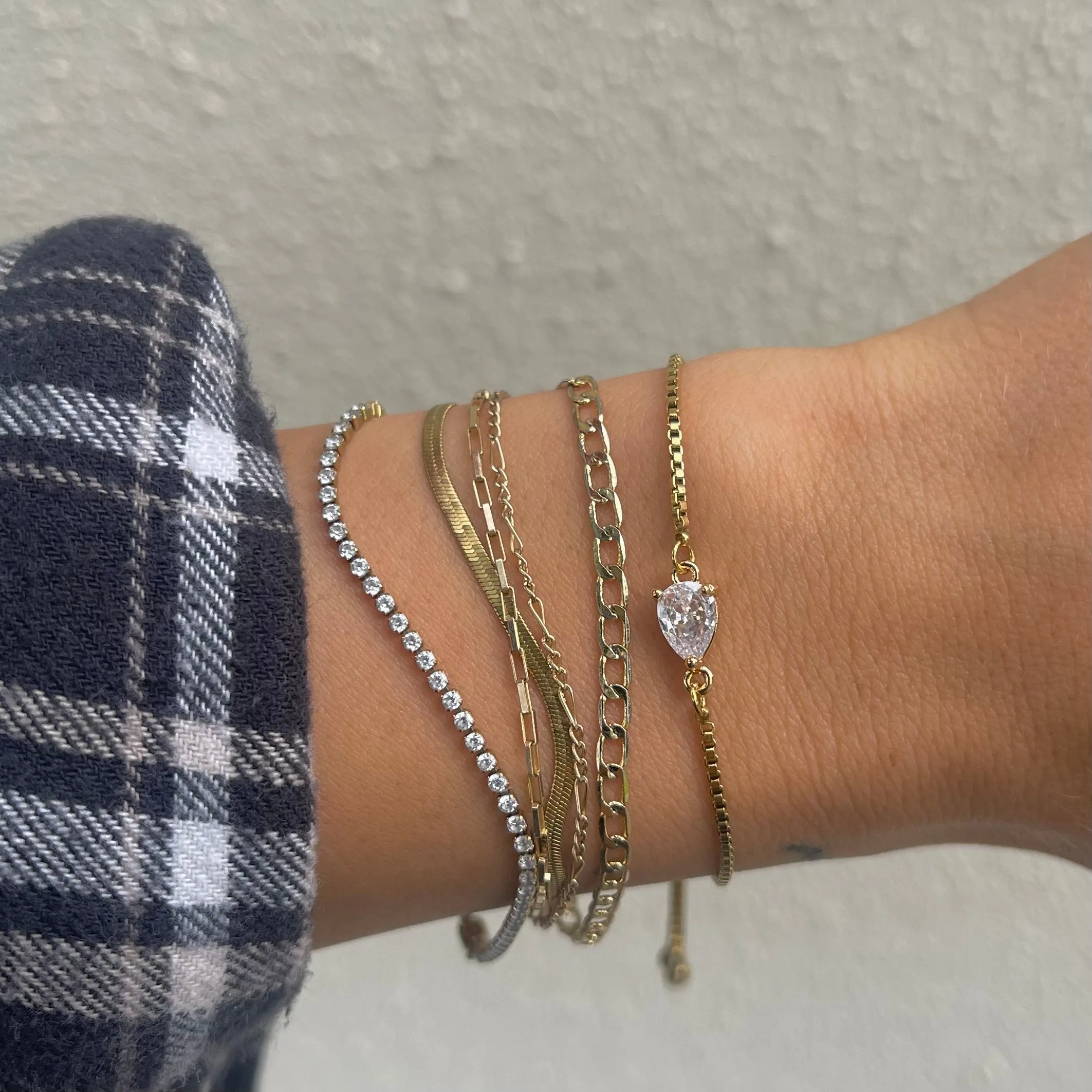 Crystal Teardrop Slider Bracelet