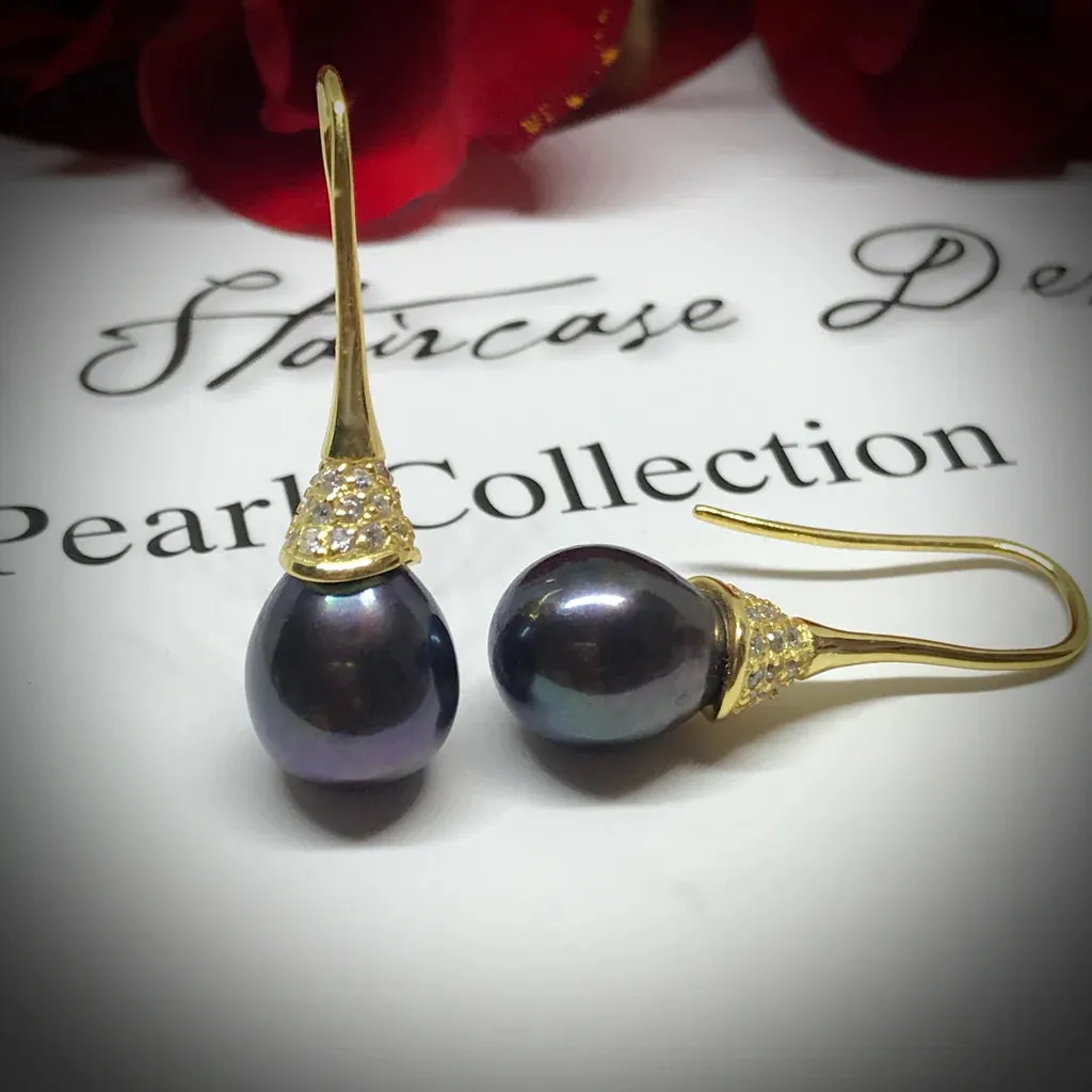 Cultured Freshwater Pearl & Cubic Zirconia Earrings