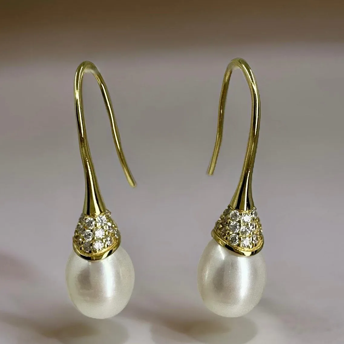 Cultured Freshwater Pearl & Cubic Zirconia Earrings