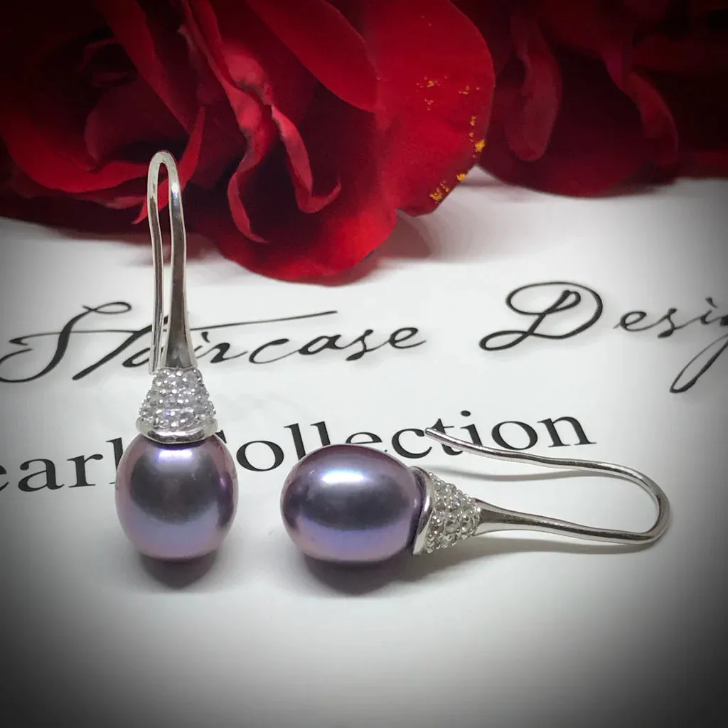 Cultured Freshwater Pearl & Cubic Zirconia Earrings