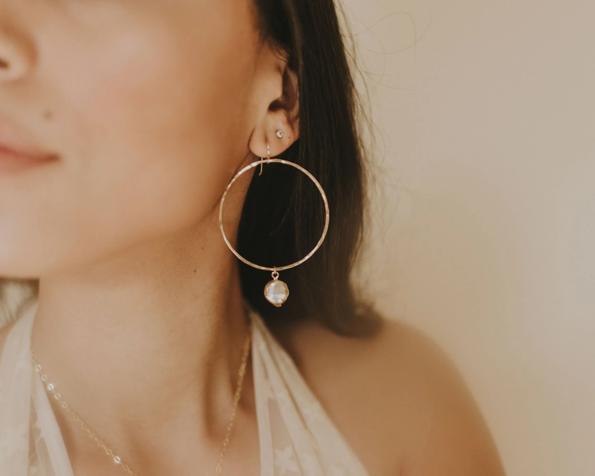 Dainty Baroque Pearl Hoops