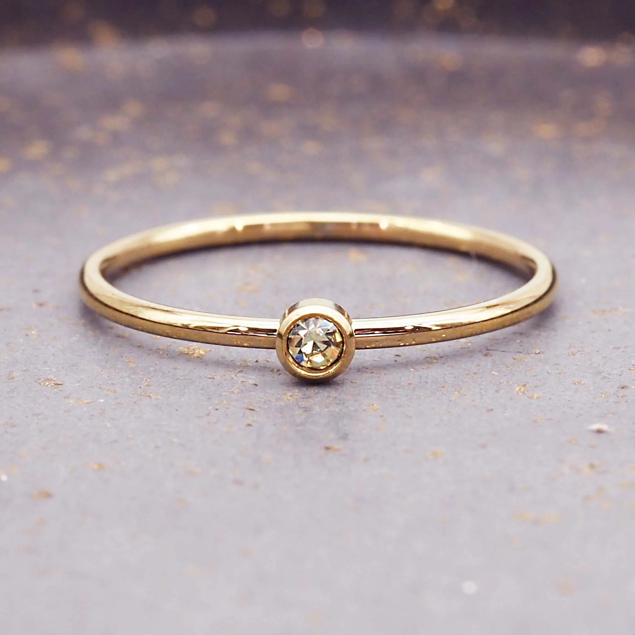 Dainty Birthstone Gold Ring