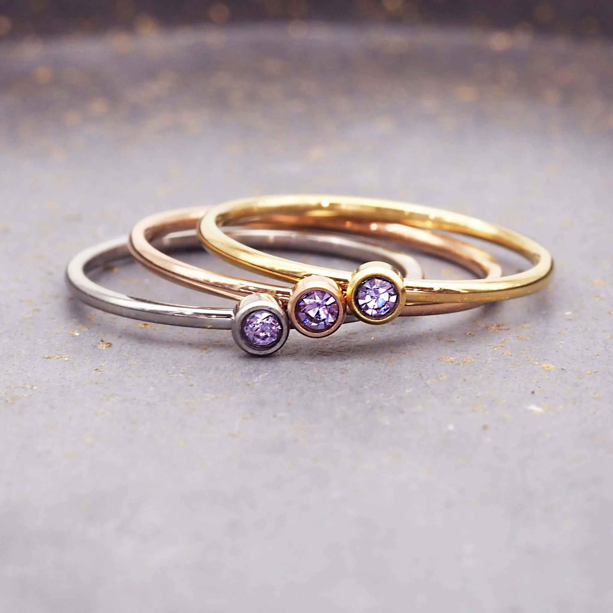 Dainty Birthstone Gold Ring