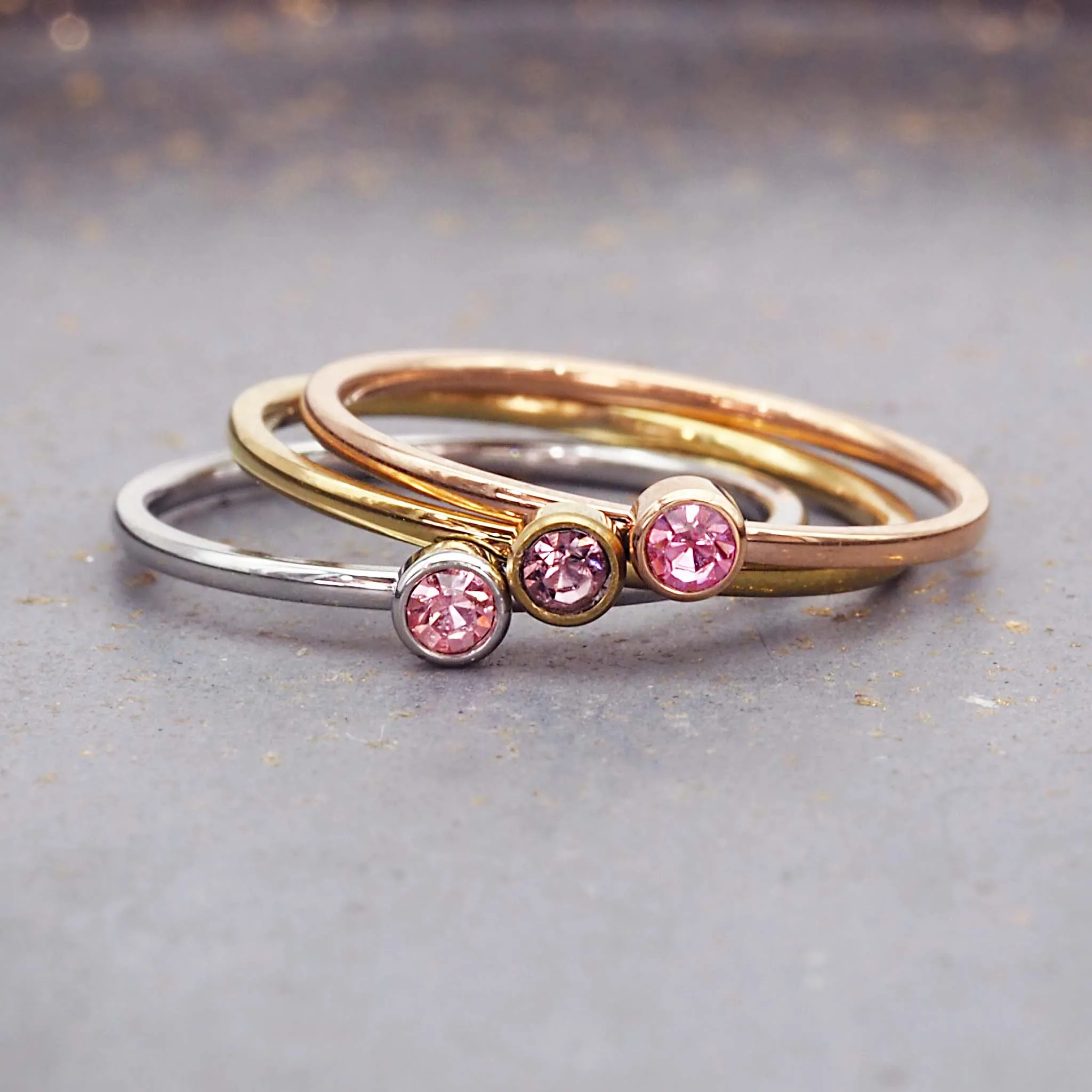 Dainty Birthstone Gold Ring