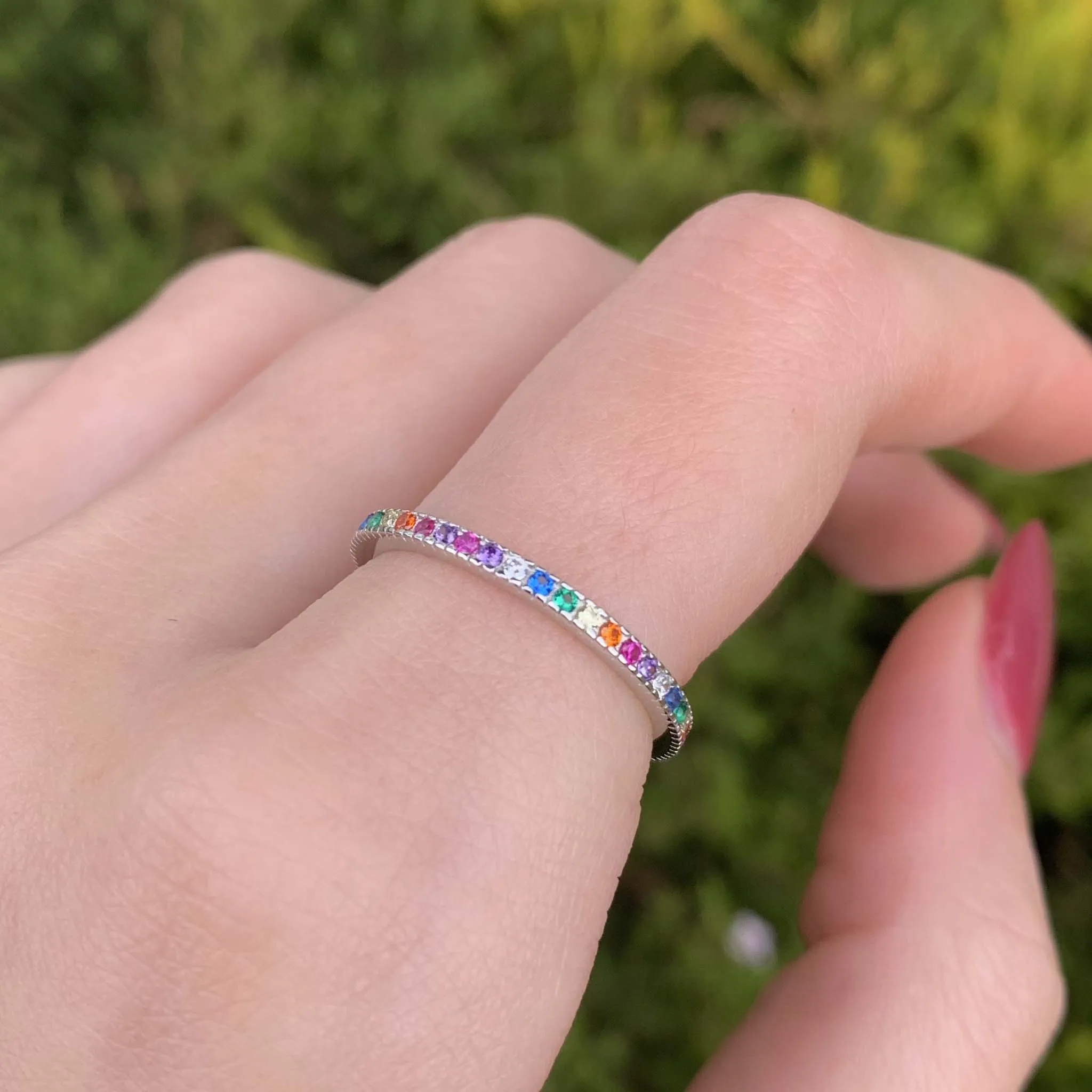 Dainty Rainbow Stacking Ring