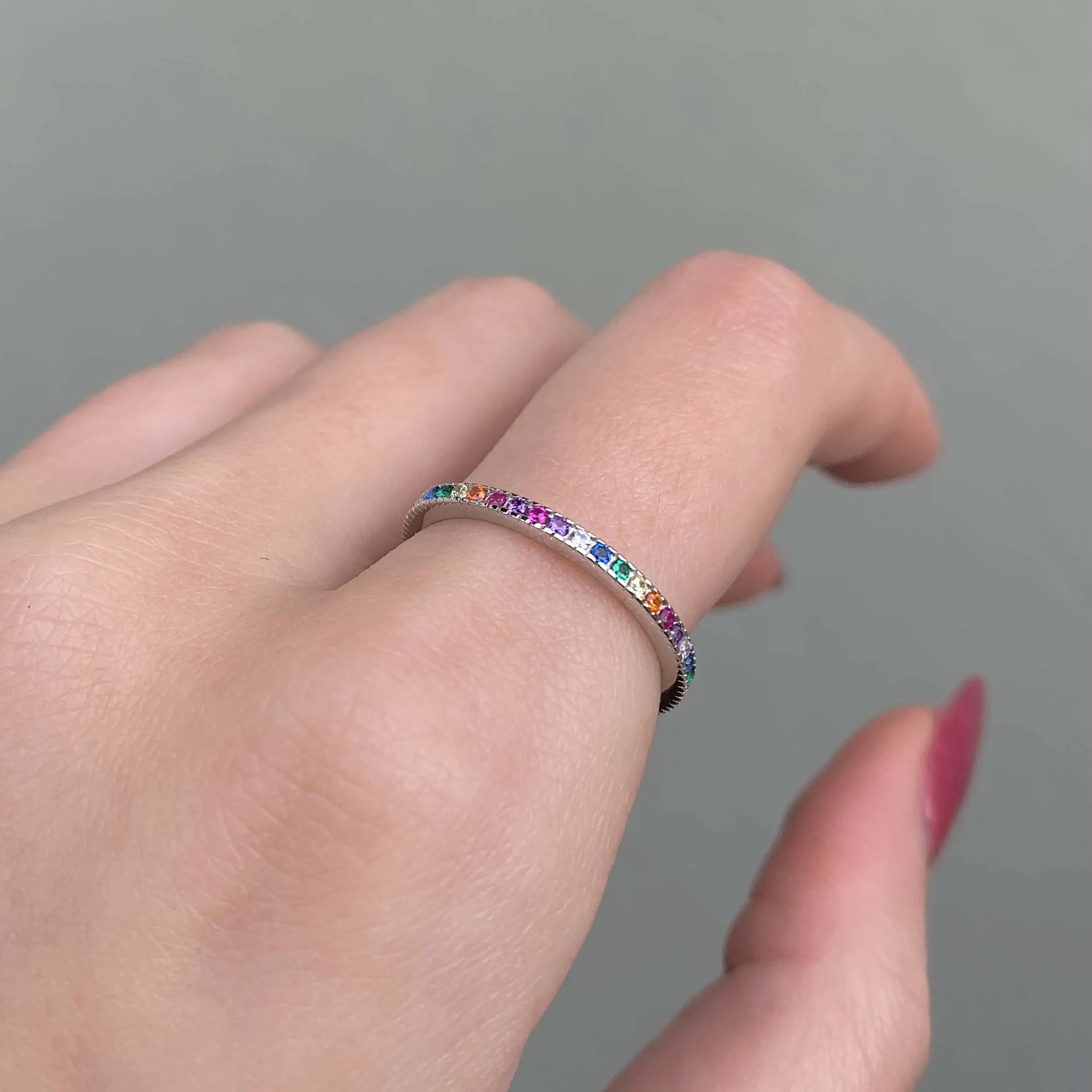 Dainty Rainbow Stacking Ring