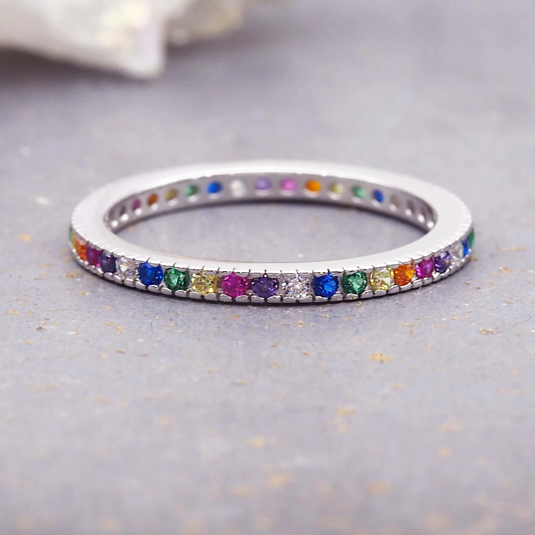 Dainty Rainbow Stacking Ring