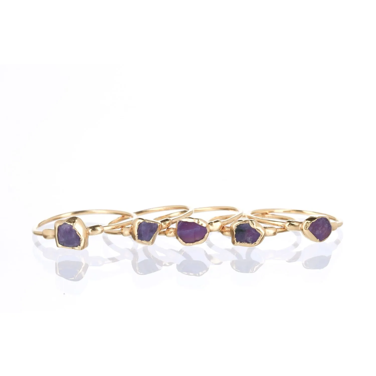 Dainty Raw Charoite Ring • Gold Filled • Delicate Gemstone Stacking Ring, LAST CALL!   • 24k Dip