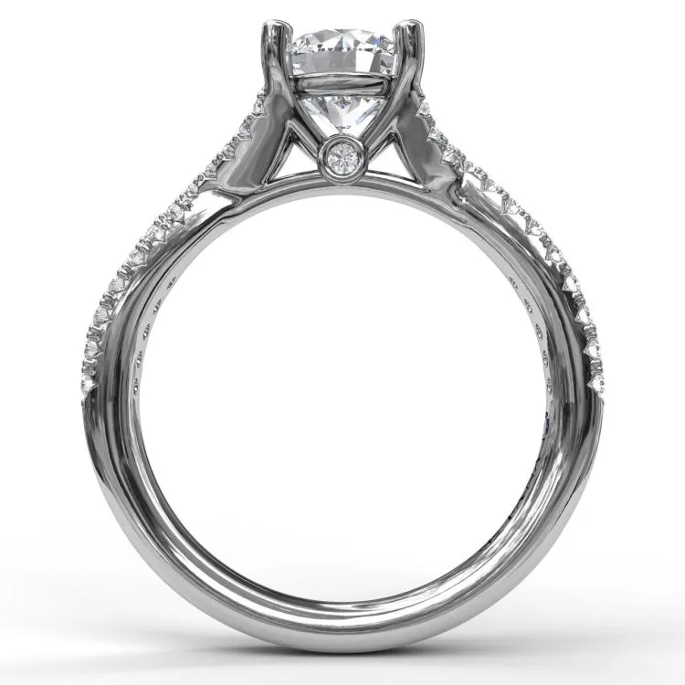 Delicate Late Twist Diamond Engagement Ring