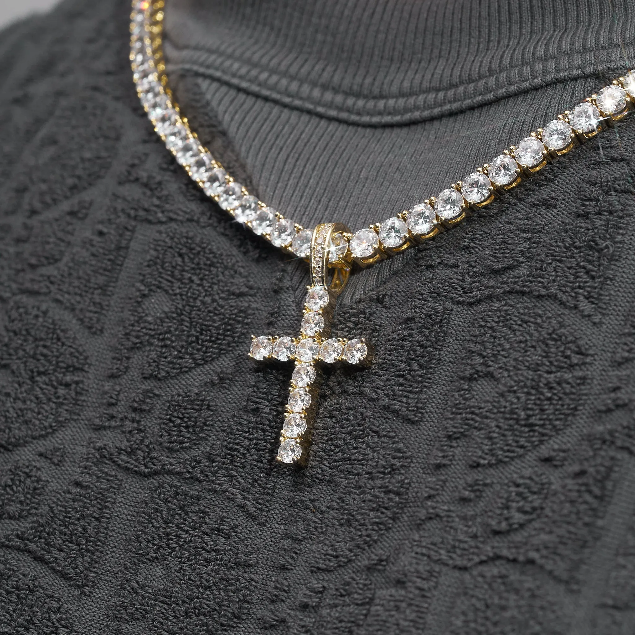 Diamond Cross Pendant - Gold