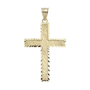 Diamond-Cut Framed Cross Pendant 10K Yellow Gold