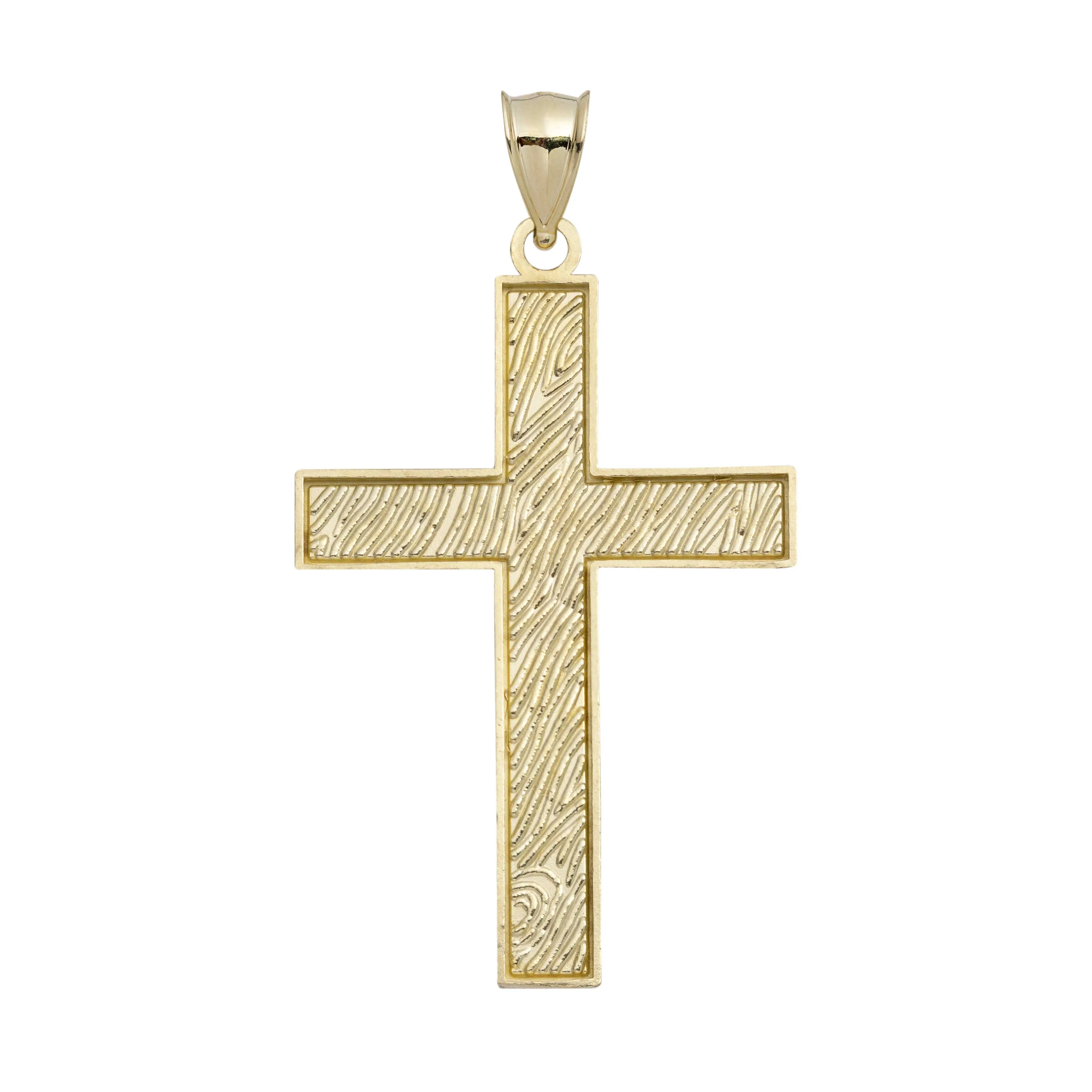 Diamond-Cut Framed Cross Pendant 10K Yellow Gold