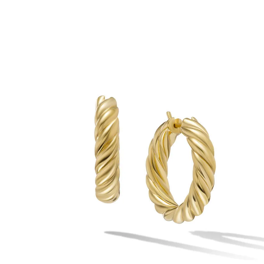 DY 1" Sculpted Cable Hoop Earrings in 18K Yellow Gold