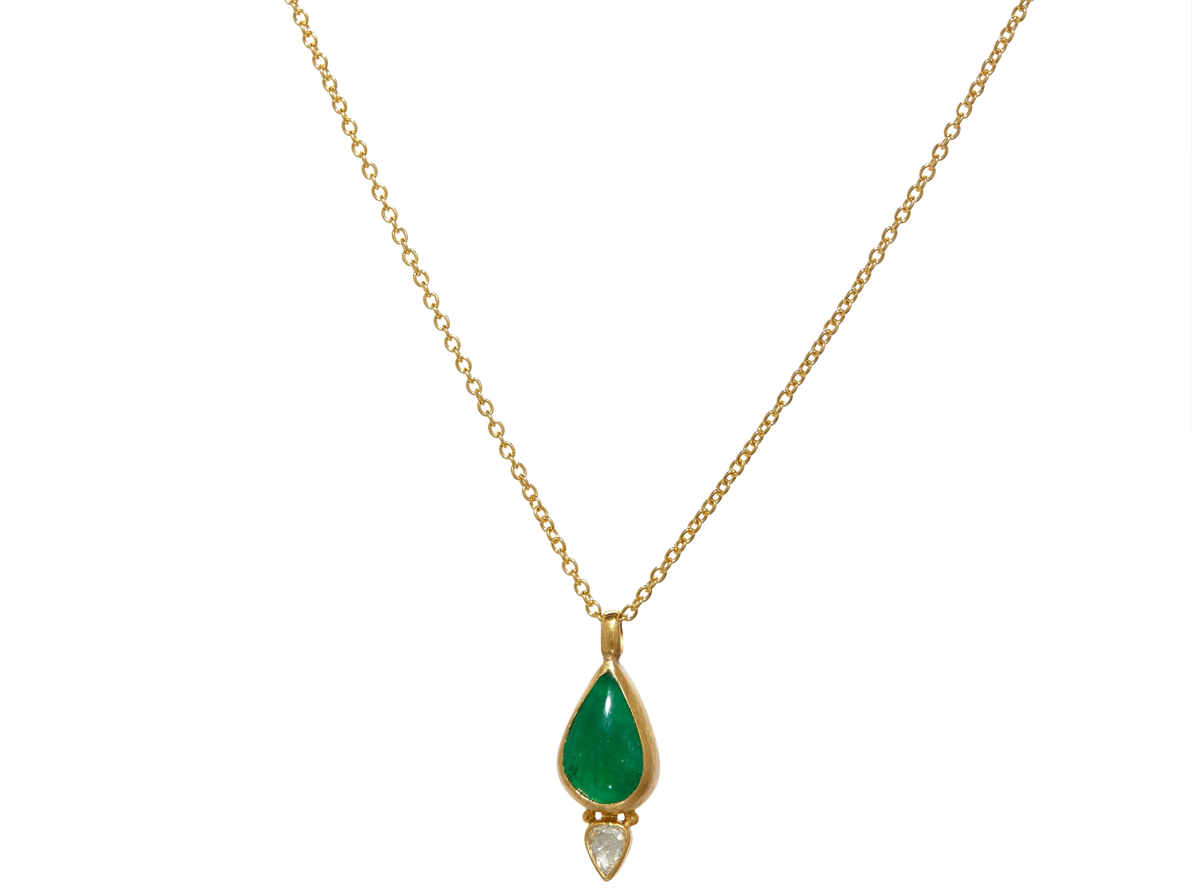 Emerald and Diamond Drop Necklace