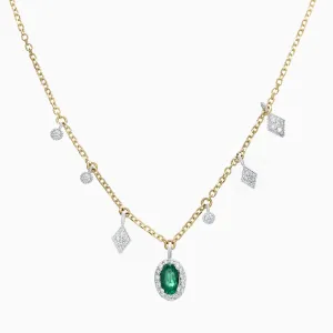 Emerald and Diamonds Charm Necklace