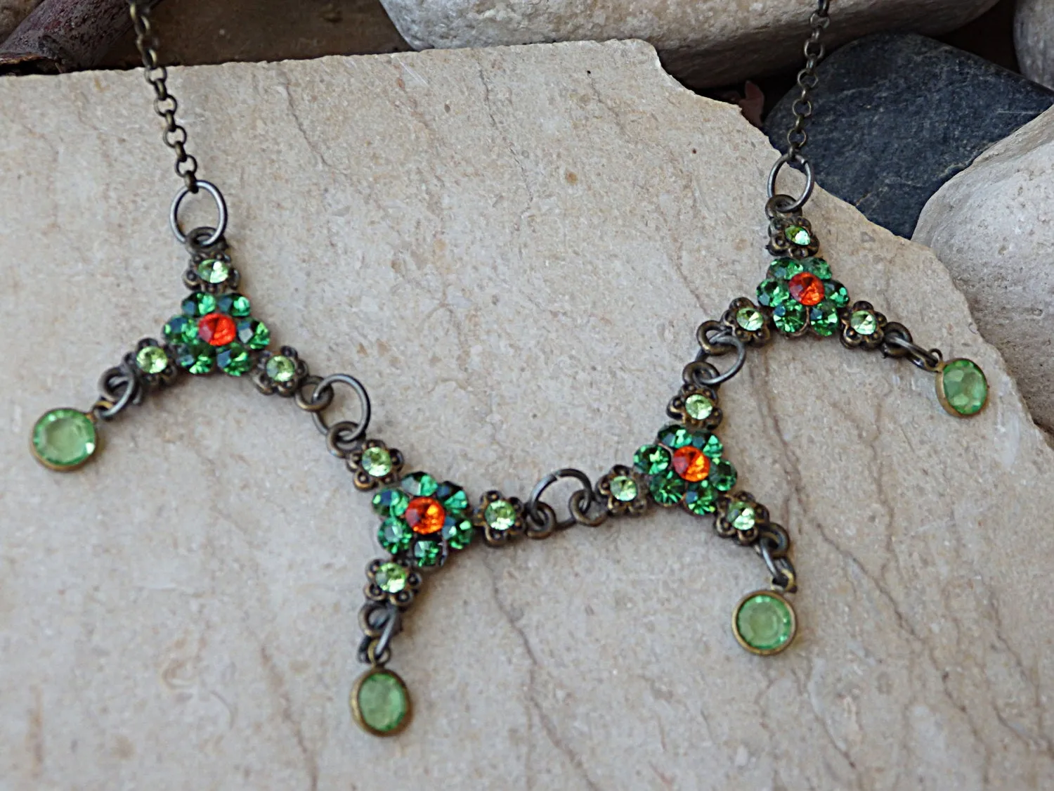 Emerald and Orange Necklace