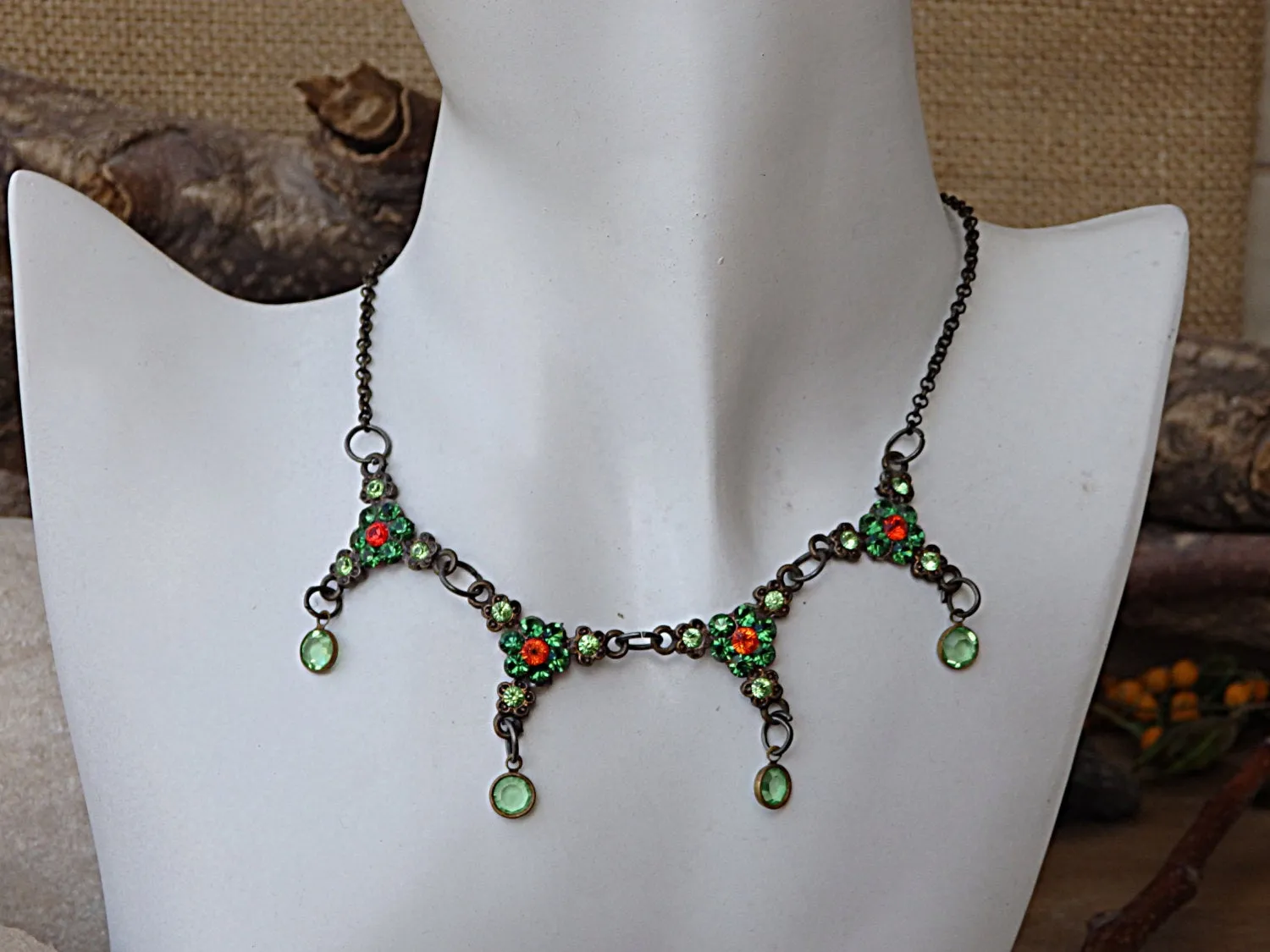 Emerald and Orange Necklace