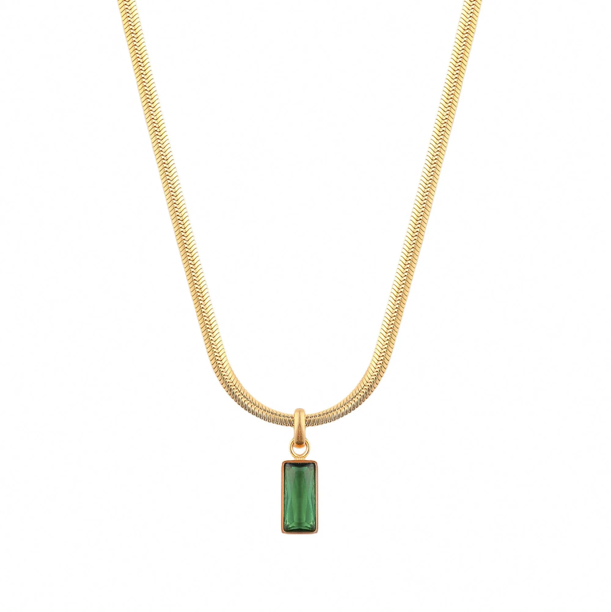 Emerald Pendant Gold Necklace