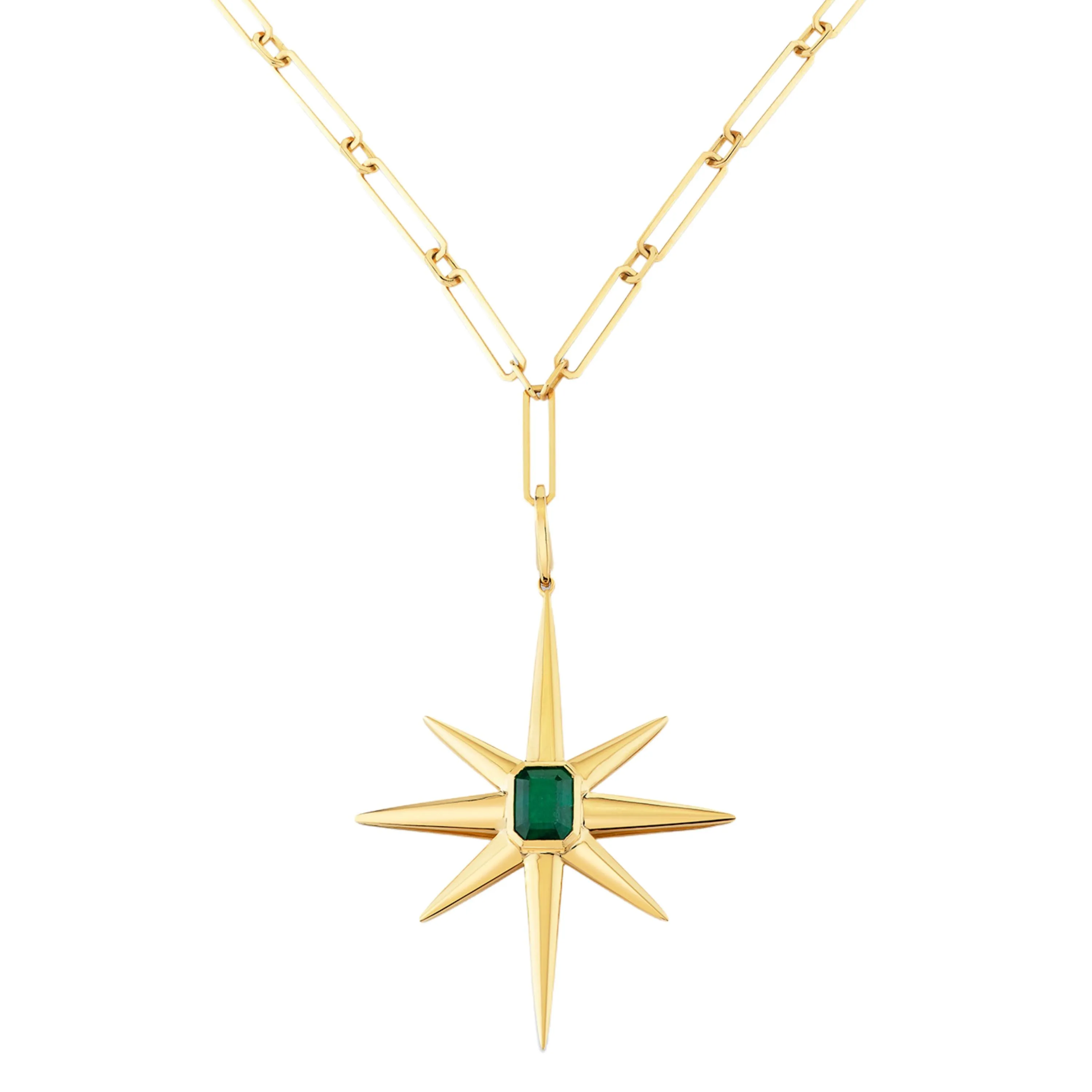 EMERALD STARBURST PENDANT NECKLACE