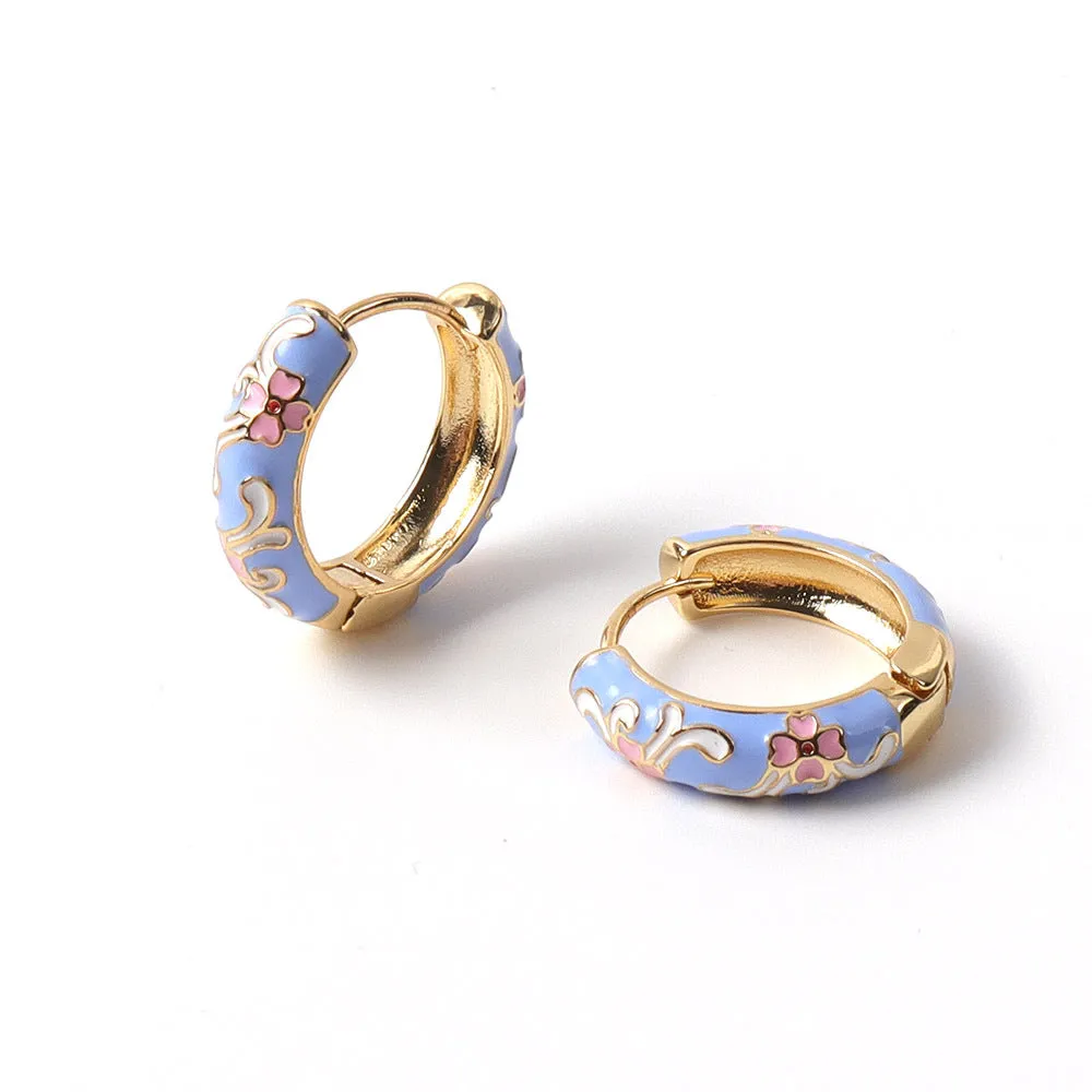 Enamel Hoop Earrings