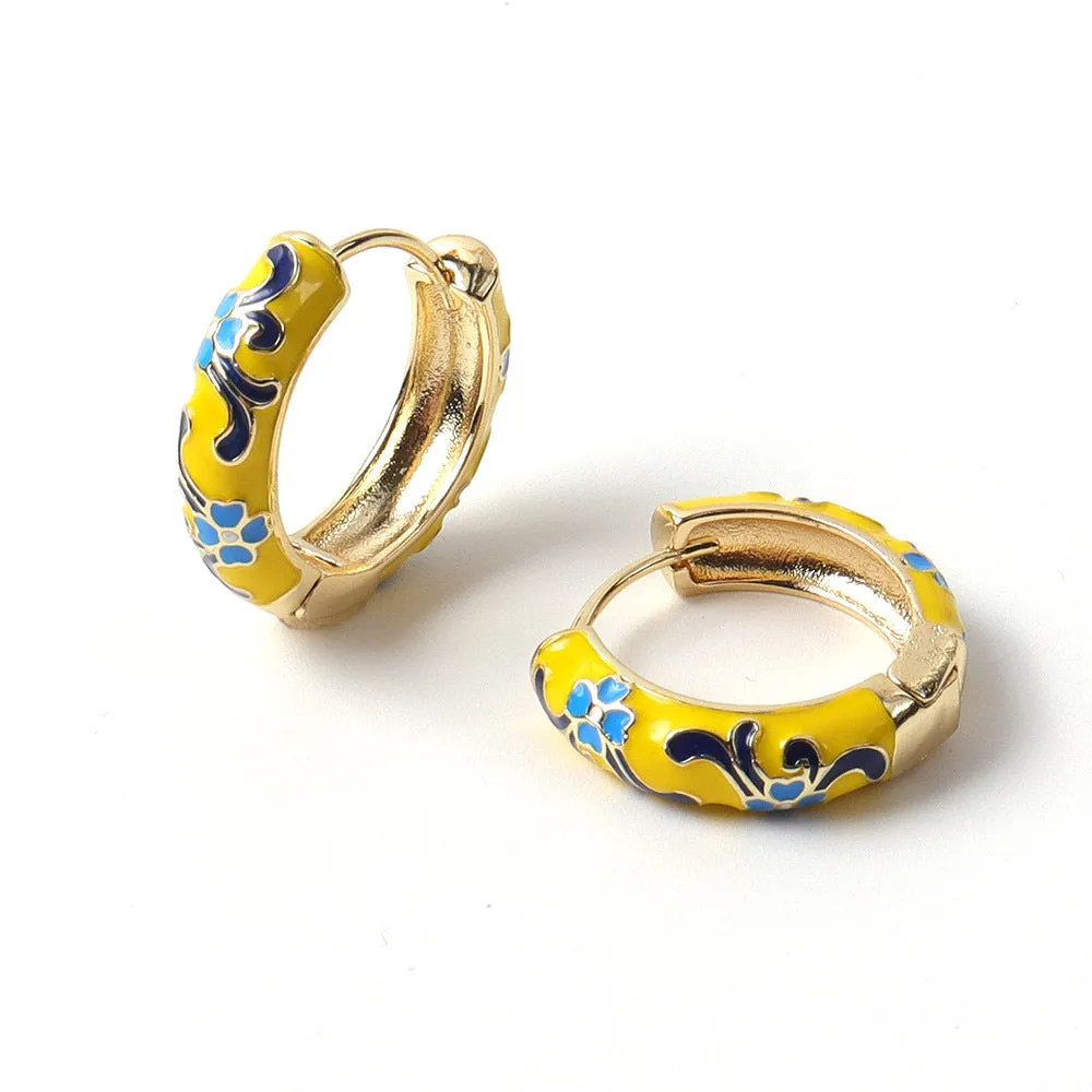 Enamel Hoop Earrings