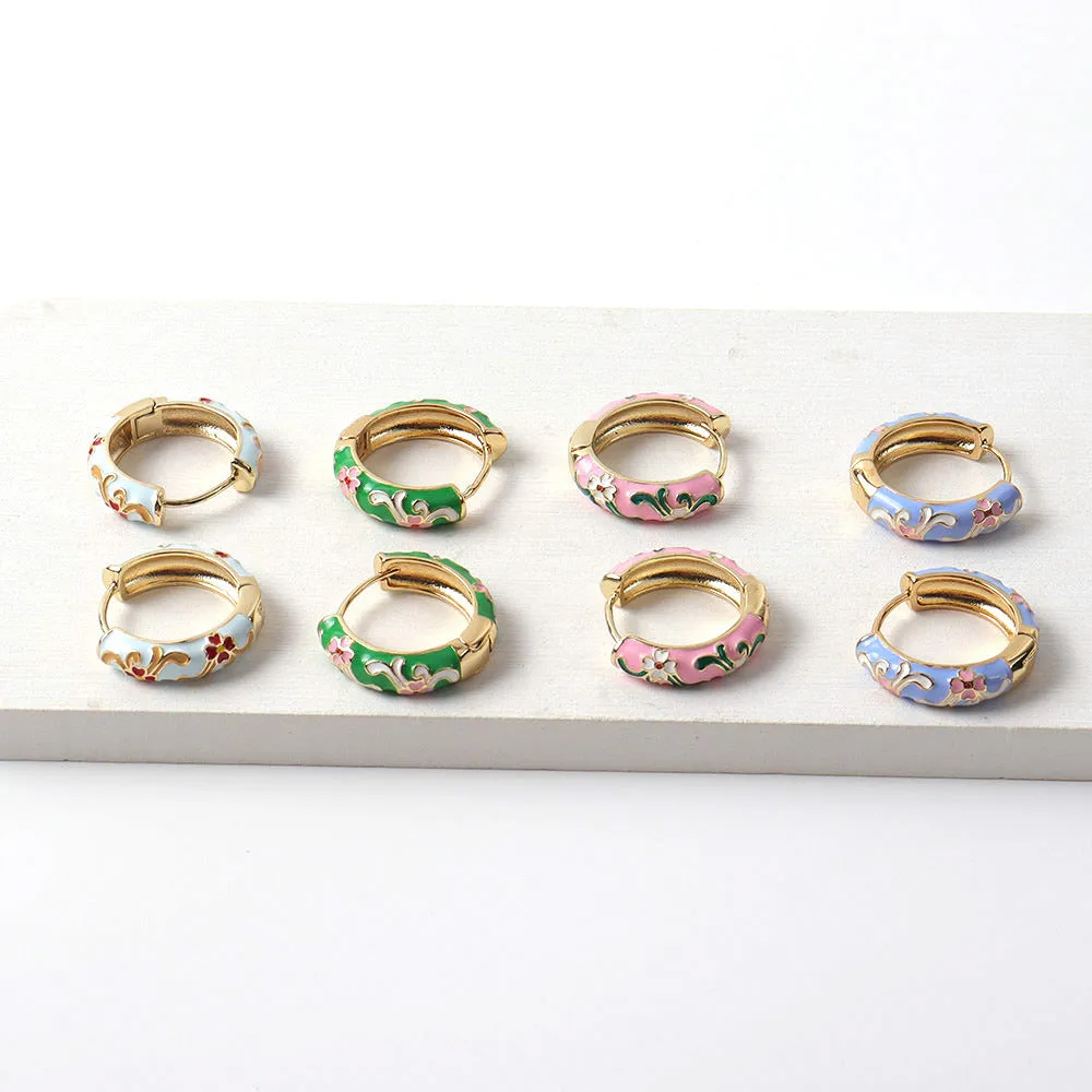 Enamel Hoop Earrings