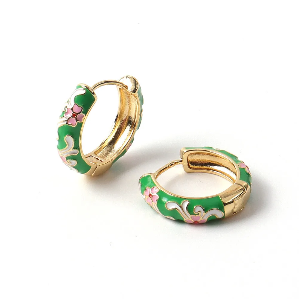 Enamel Hoop Earrings