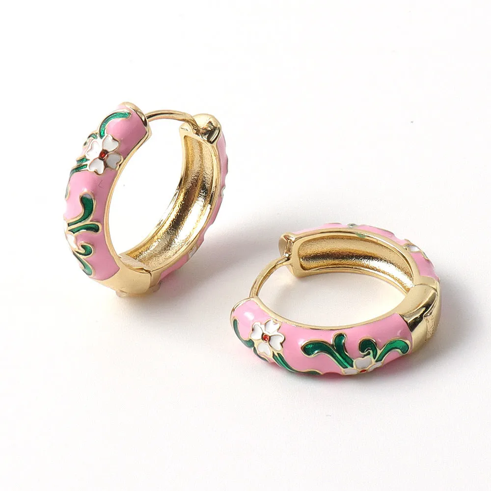 Enamel Hoop Earrings