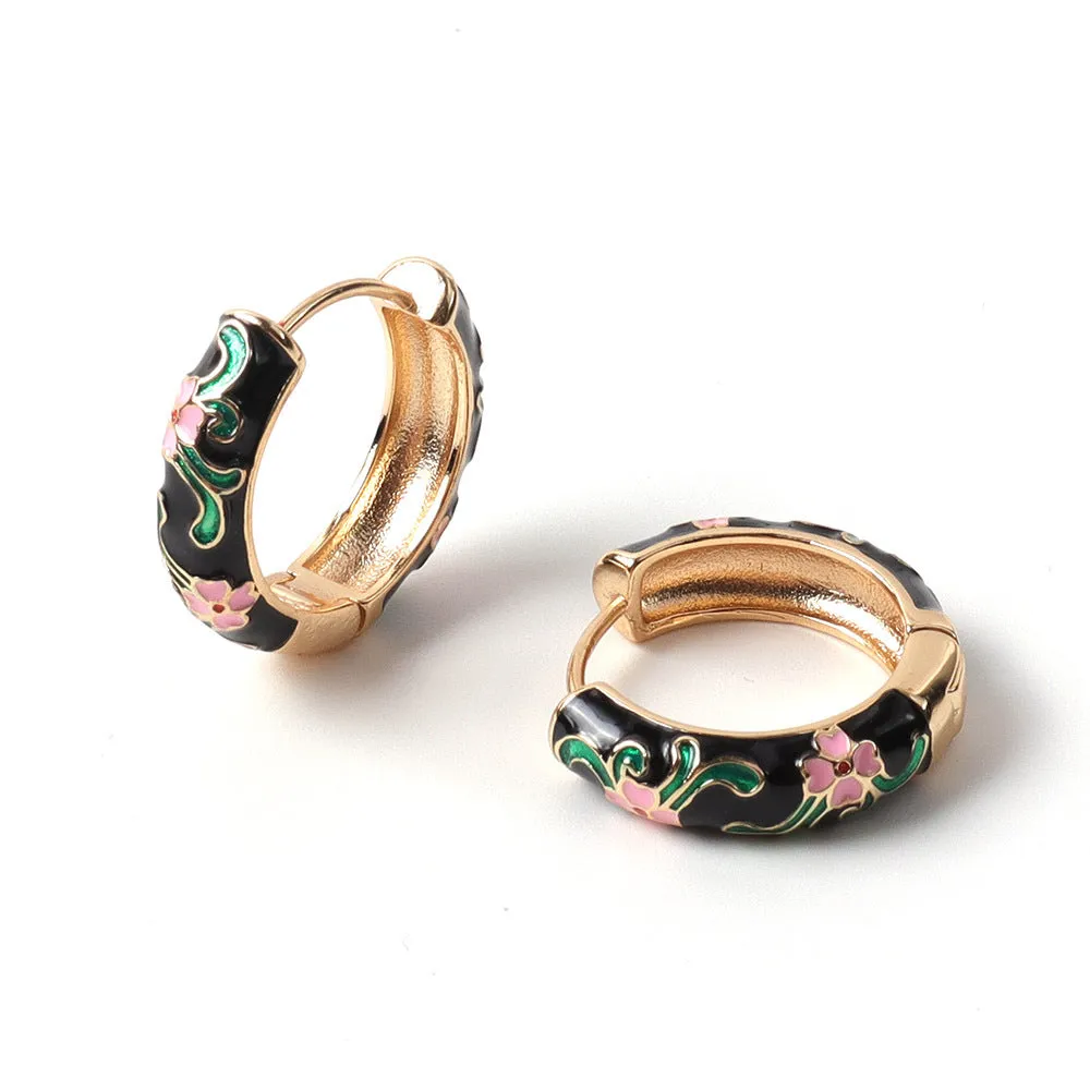 Enamel Hoop Earrings