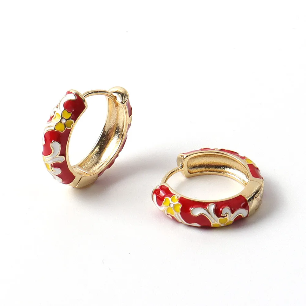 Enamel Hoop Earrings