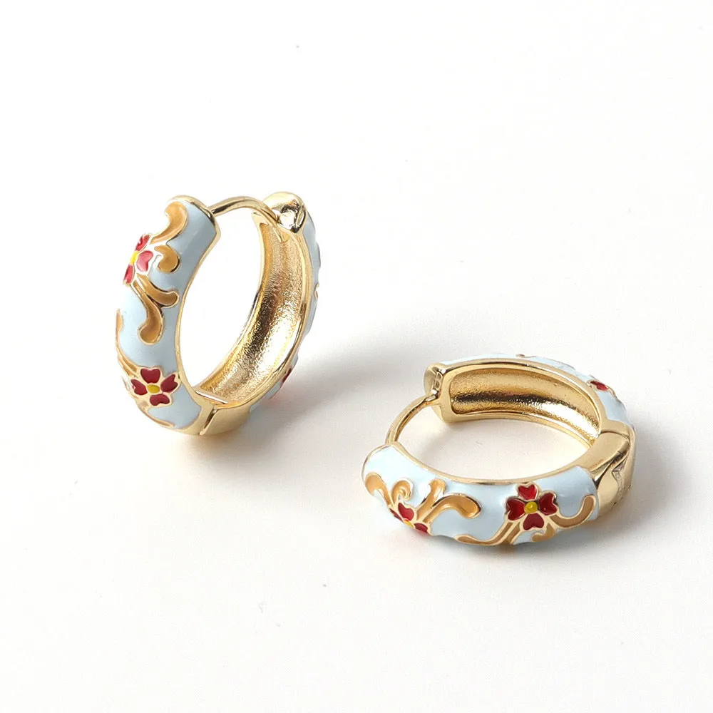 Enamel Hoop Earrings