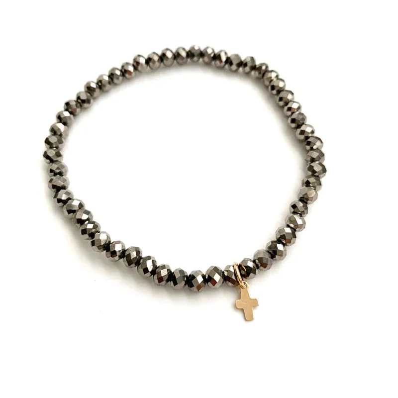 Erin Gray - Luxe Cross Bracelet - Metallic Gray