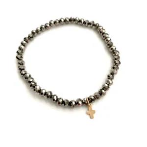 Erin Gray - Luxe Cross Bracelet - Metallic Gray