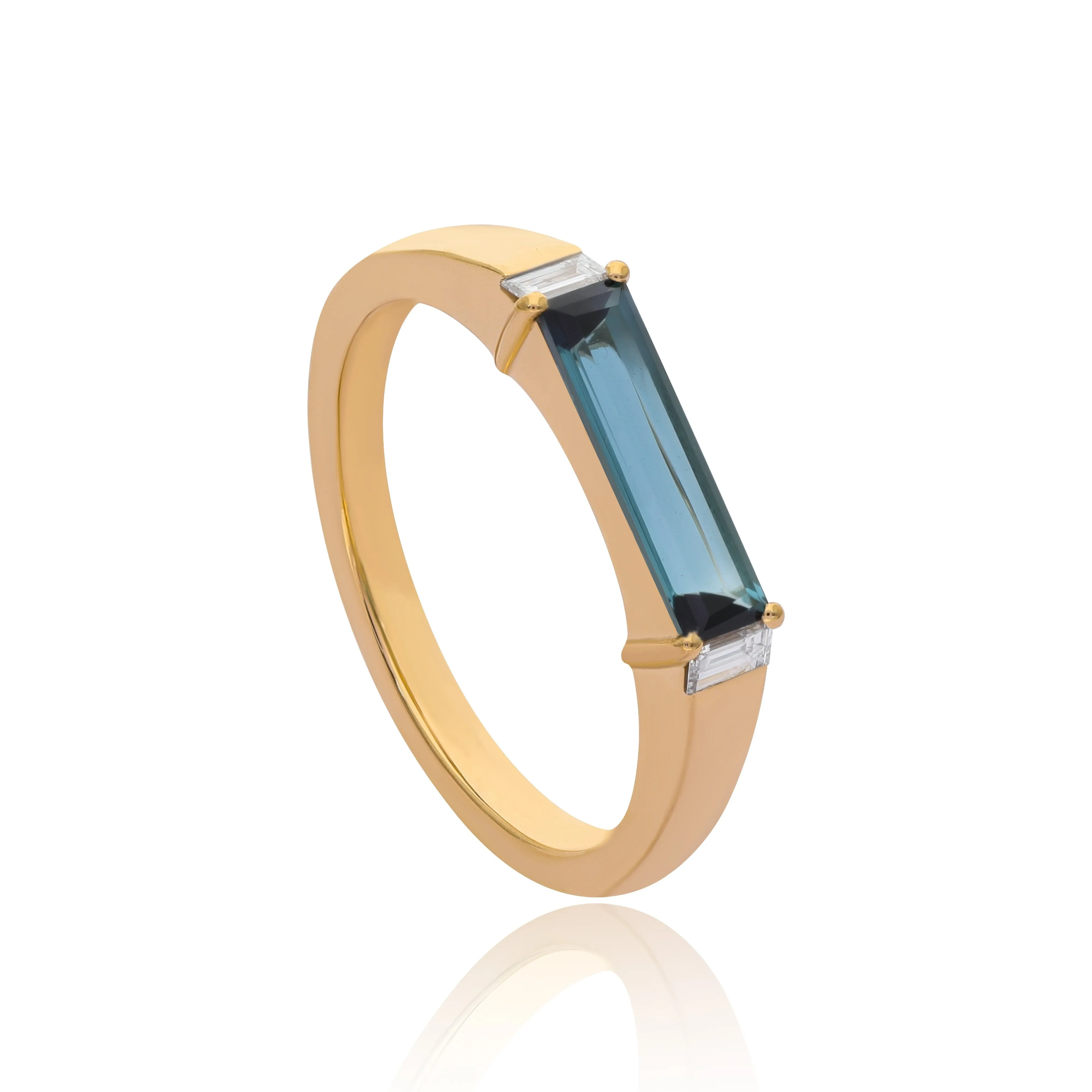 Ethereal Minimalist Blue Tourmaline 14k Gold Ring