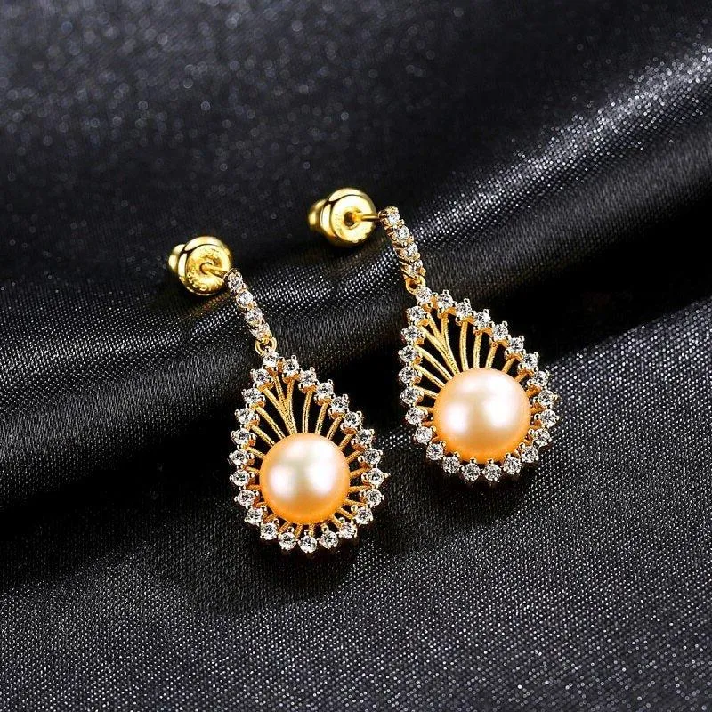 Ethnic Style Natural Pearl Stud Earrings