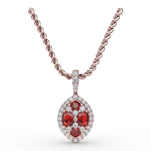 Fana Marquise Ruby and Diamond Pendant