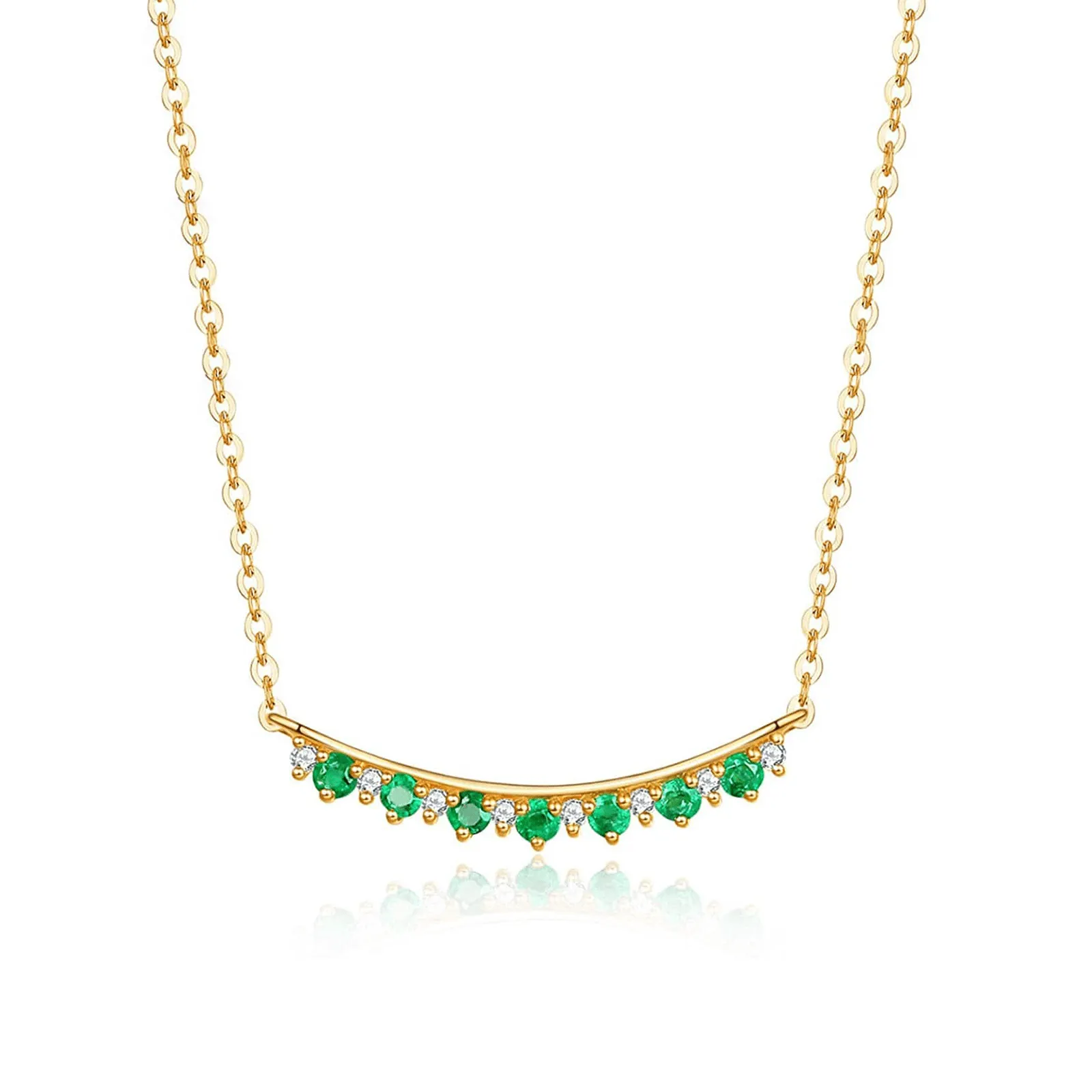 FANCIME "Mademoiselle Green" Green Emerald Smile 14K Yellow Gold Necklace