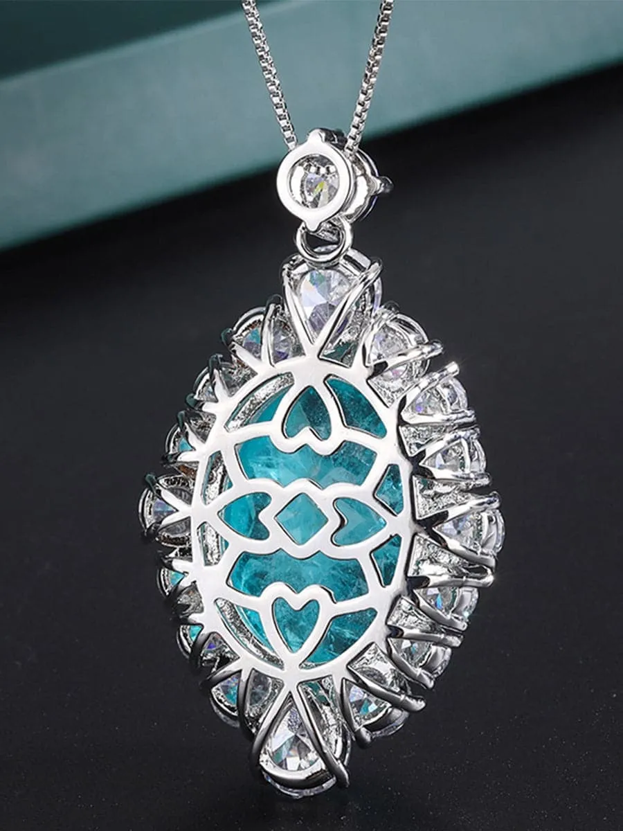 Faux Paraiba Egg-Shaped Luxury Pendant Necklace MSN110807