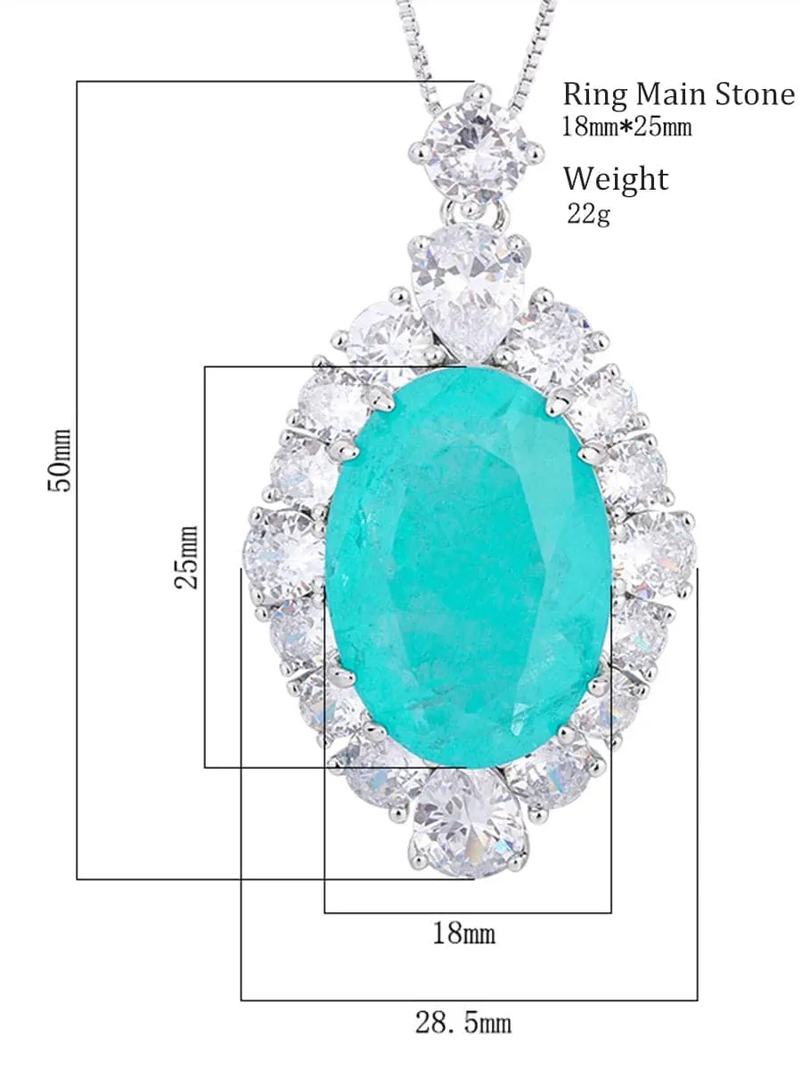 Faux Paraiba Egg-Shaped Luxury Pendant Necklace MSN110807