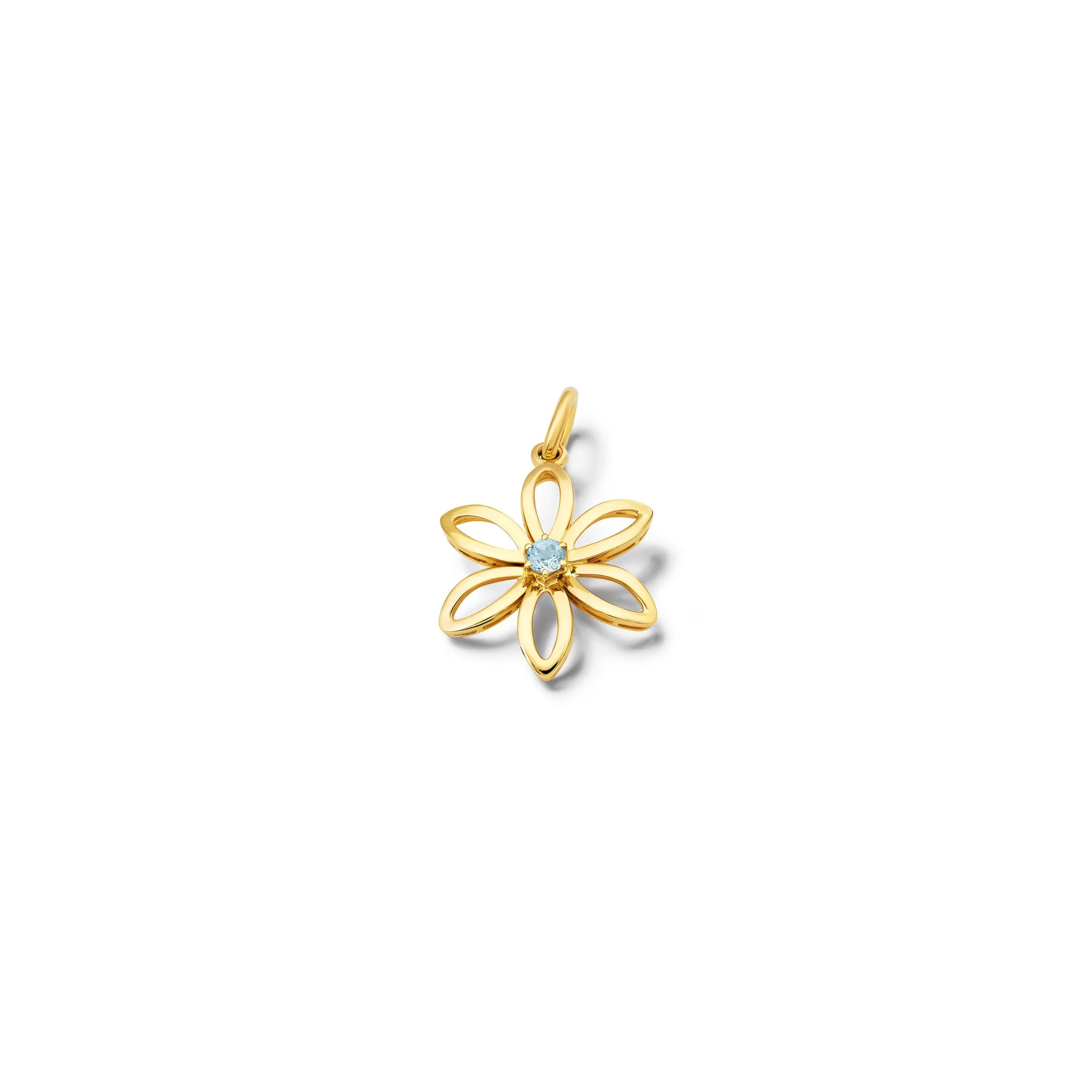 Fleur de Lys Medium Necklace Pendant Yellow Gold - Blue Topaz