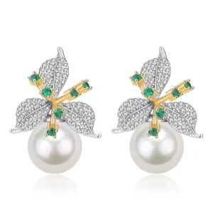 Floral Cubic Ziconia Green Gem Earrings