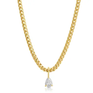 FRANCO CHAIN WITH PEAR DIAMOND PENDANT