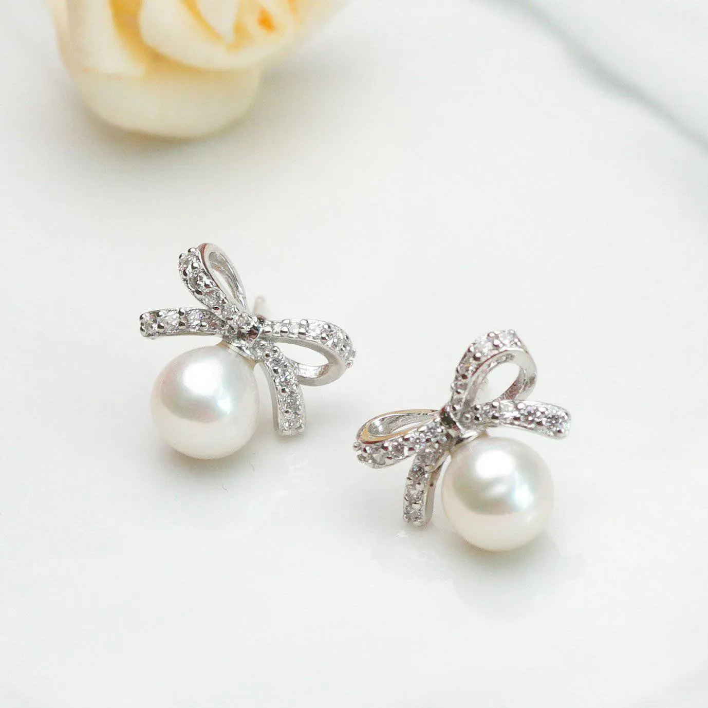 Freshwater Pearl Earrings WE00064 | RIBBON