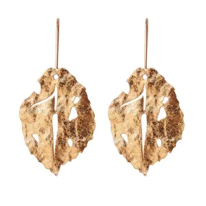 Frosted Gold Leaf Stud Earrings