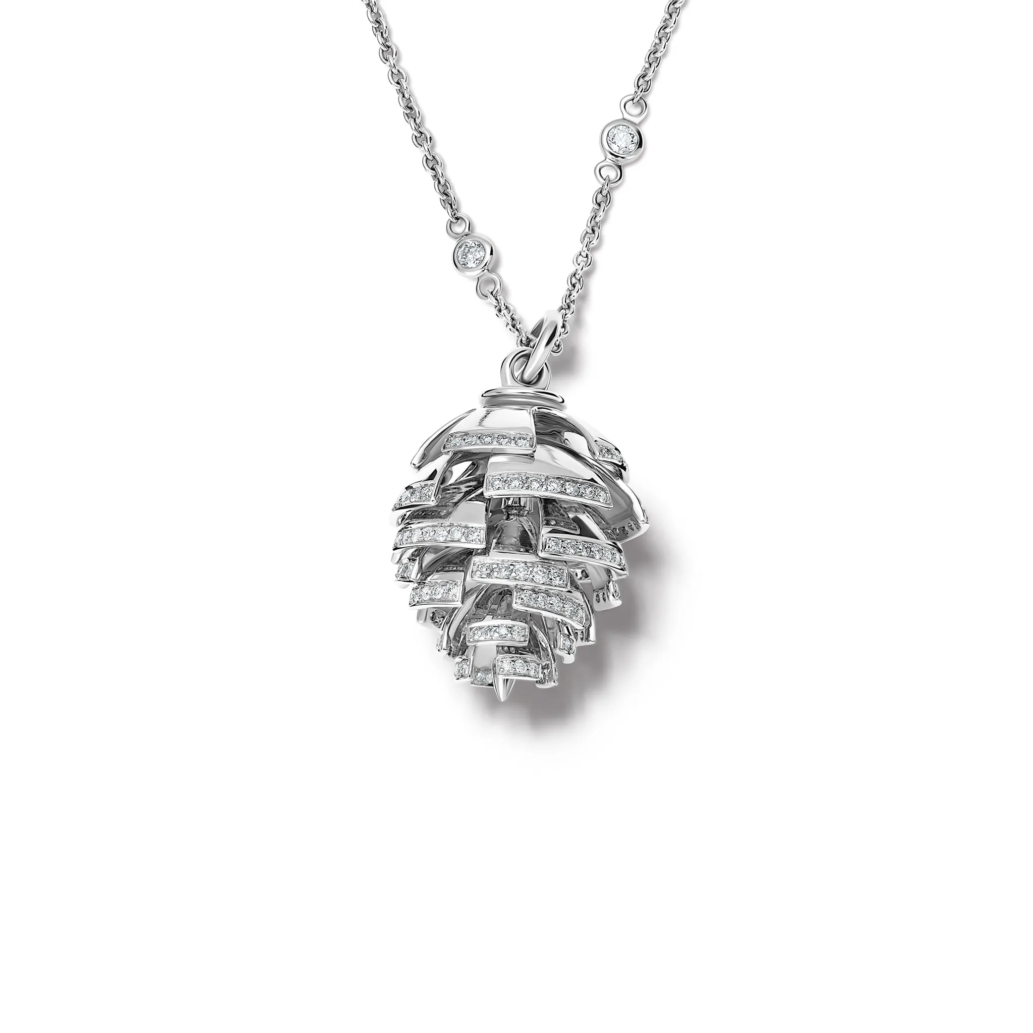 Furu Kongle Necklace Pendant White Gold - Diamond Pavé